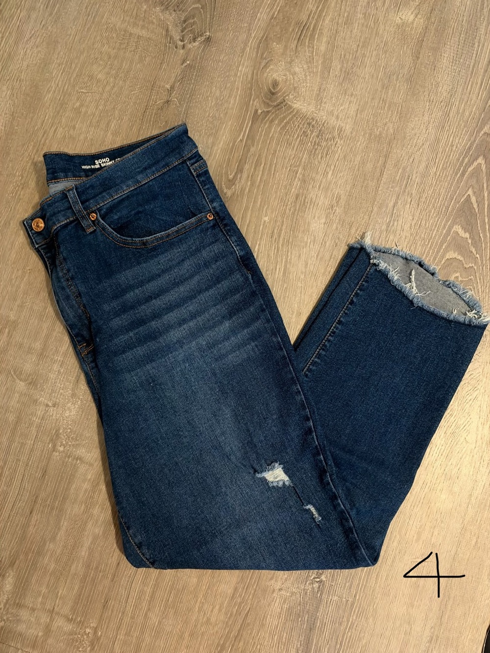 Nicole Miller Dark Blue Skinny Jeans with Frayed Hem